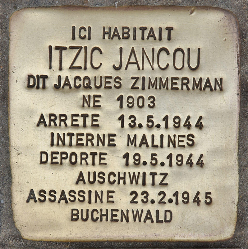 Franstalige Stolperstein voor Itzic Jancou